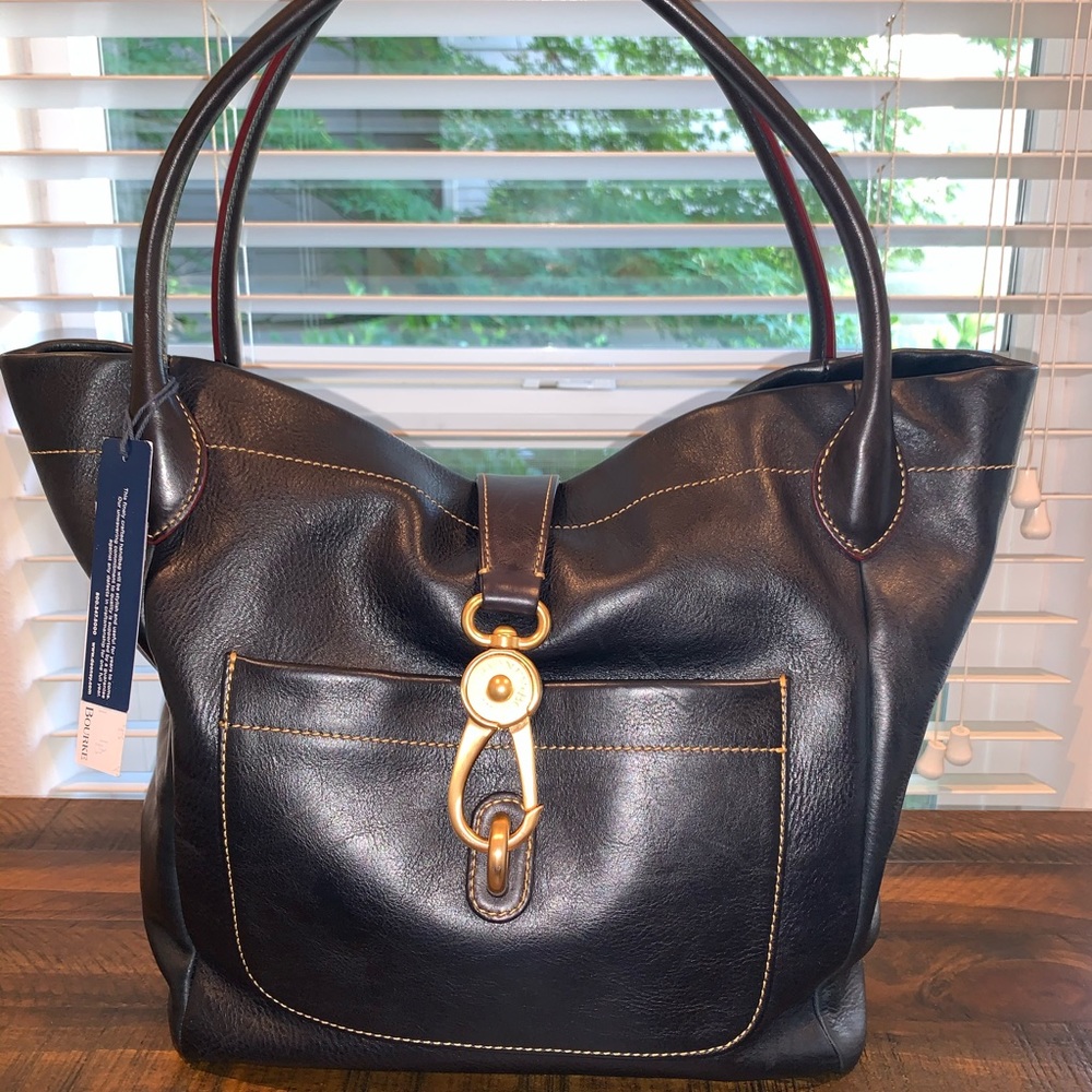 Dooney & Bourke Florentine Navy BlueLogo Lock Tote